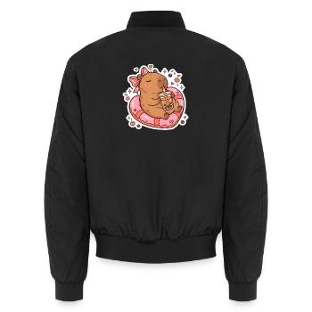 Süßes Capybara Mit Bubble Tea Kawaii Tier - Unisex Bomberjacke - Schwarz - Hinten - AI Model Male 185 light (185cm)