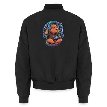 Capybara Gamer Mit Controller Gaming Kawaii - Unisex Bomberjacke - Schwarz - Hinten - AI Model Male 185 light (185cm)