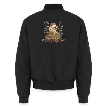 Igel-Entdecker zwischen Blumen - Unisex Bomberjacke - Schwarz - Hinten - AI Model Male 185 light (185cm)