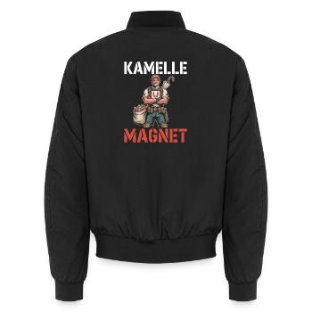 Kamelle Magnet Zoch Rosenmontag Kölner Karneval - Unisex Bomberjacke - Schwarz - Hinten - AI Model Male 185 light (185cm)