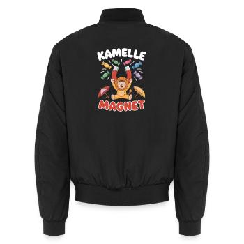 Kamelle Magnet Zoch Rosenmontag Kölner Karneval - Unisex Bomberjacke - Schwarz - Hinten - AI Model Male 185 light (185cm)