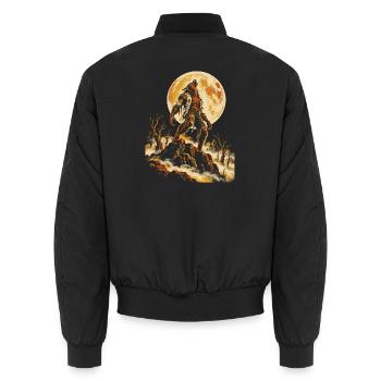 Der Wolfsmensch heult den Vollmond an - Unisex Bomberjacke - Schwarz - Hinten - AI Model Male 185 light (185cm)