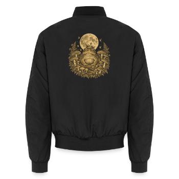 Die Kröte im Pilzring unter dem Vollmond - Unisex Bomberjacke - Schwarz - Hinten - AI Model Male 185 light (185cm)