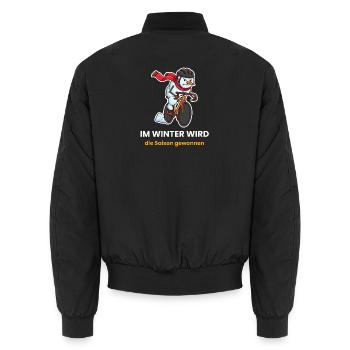Schneemann-Radfahrer im Winter - Unisex Bomberjacke - Schwarz - Hinten - AI Model Male 185 light (185cm)