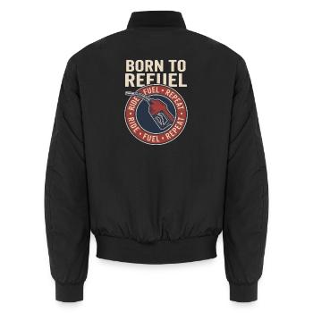 Born to Refuel Vintage Retro Biker Fuel Style - Unisex Bomberjacke - Schwarz - Hinten - AI Model Male 185 light (185cm)
