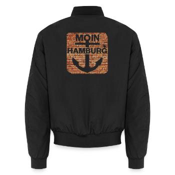 Moin_Hamburg - Unisex Bomberjacke - Schwarz - Hinten - AI Model Male 185 light (185cm)