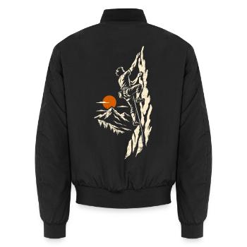 Klippenklettern – Klettern und Bergsteigen - Unisex Bomberjacke - Schwarz - Hinten - AI Model Male 185 light (185cm)