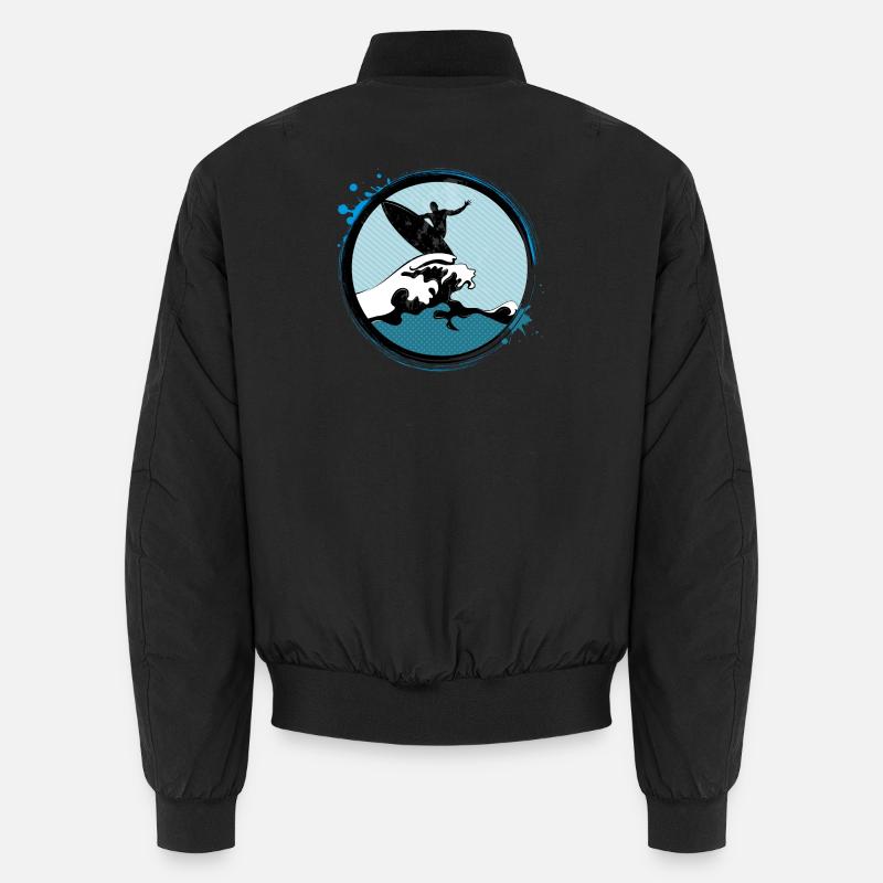 Surfer Patch - Unisex Bomber Jacket - black