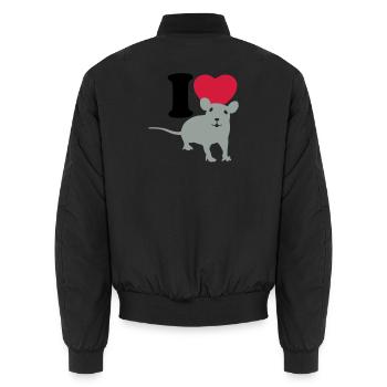 I love rats - J'aime des rats - Bomber unisexe - noir - Dos - AI Model Male 185 light (185cm)