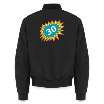 30 Colorful, 30th GB, Celebrate 30, Gift 30 - Unisex Bomber Jacket - black - Back - AI Model Male 185 light (185cm)
