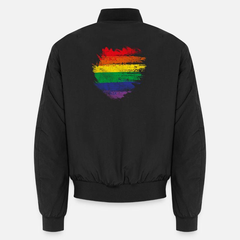 Regenbogenbürstenherz - Unisex Bomberjacke - Schwarz