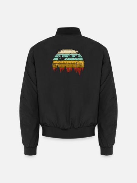 Vintage Sunset Santa Sleigh - Unisex Bomber Jacket - black