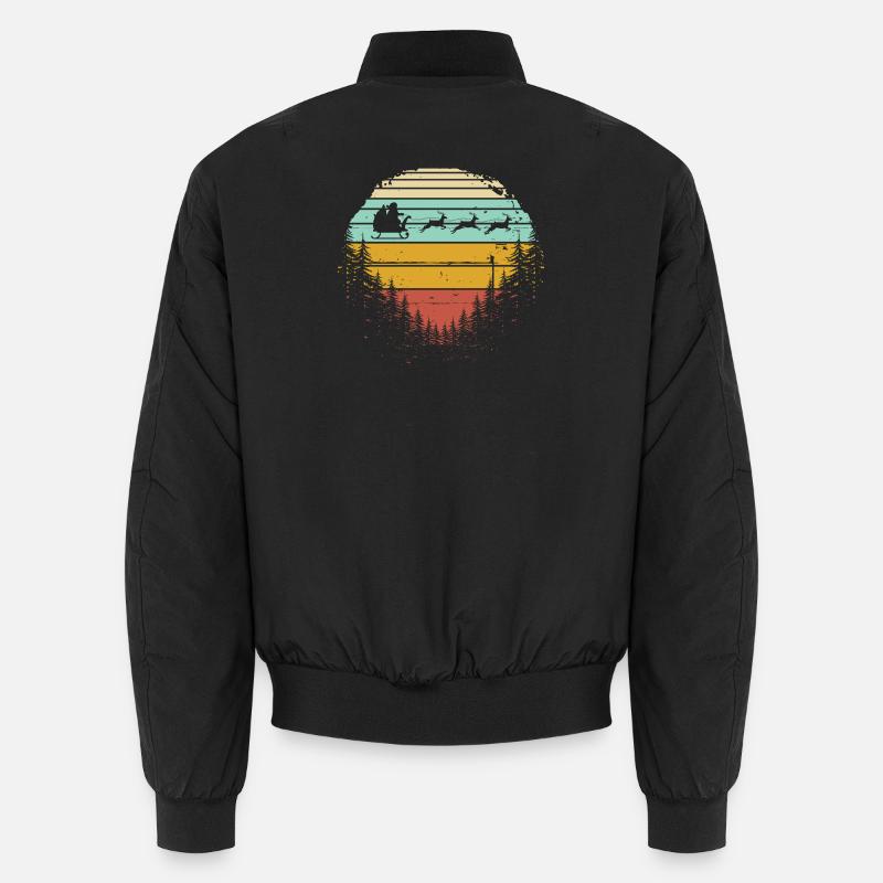 Retro-Schlittenhunde in Sunset Pines Unisex Bomberjacke