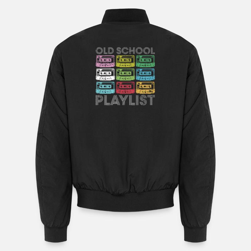 Rainbow Cassette Grid Print - Unisex Bomber Jacket - black