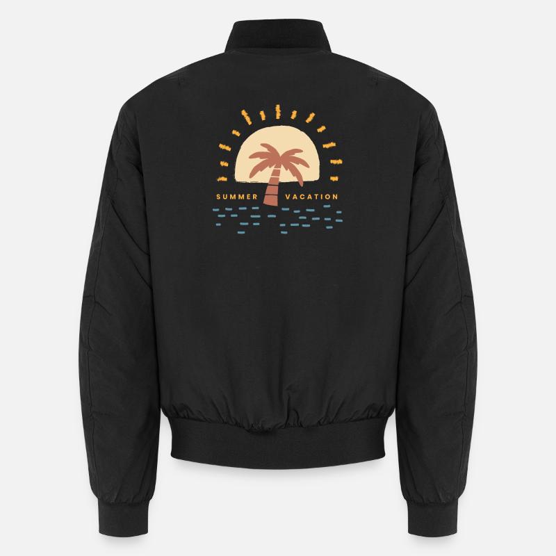 Sunset Palm Vacation Logo - Unisex Bomber Jacket - black