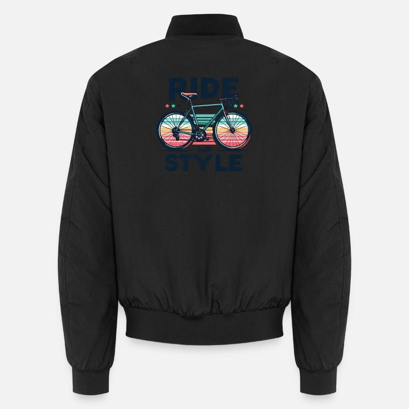 Ride with Style Bicycle Design - Unisex Bomber Jacket - black
