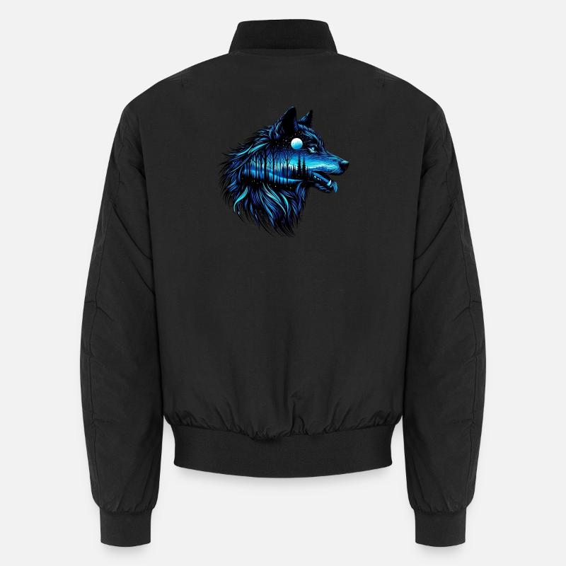 Wolf - Unisex Bomber Jacket - black