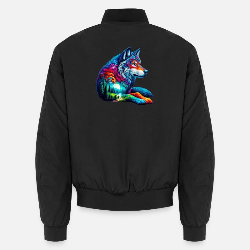 Wolf - Unisex Bomberjacke - Schwarz