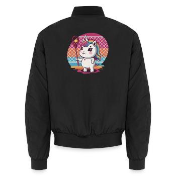 Tennis Einhorn - Unisex Bomberjacke - Schwarz - Hinten - AI Model Male 185 light (185cm)