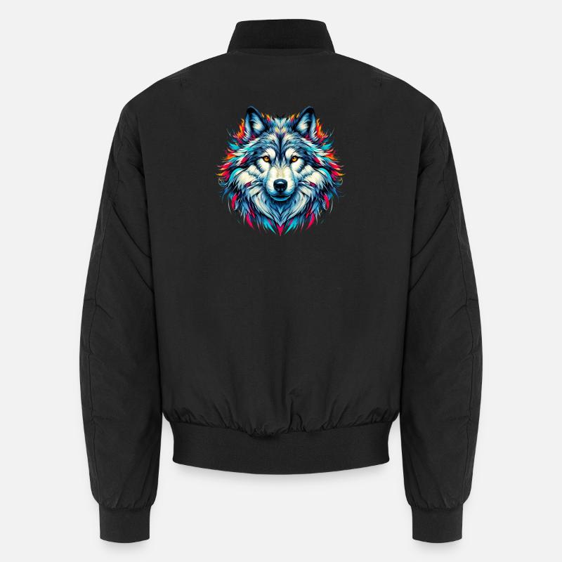 Wolf - Unisex Bomberjacke - Schwarz