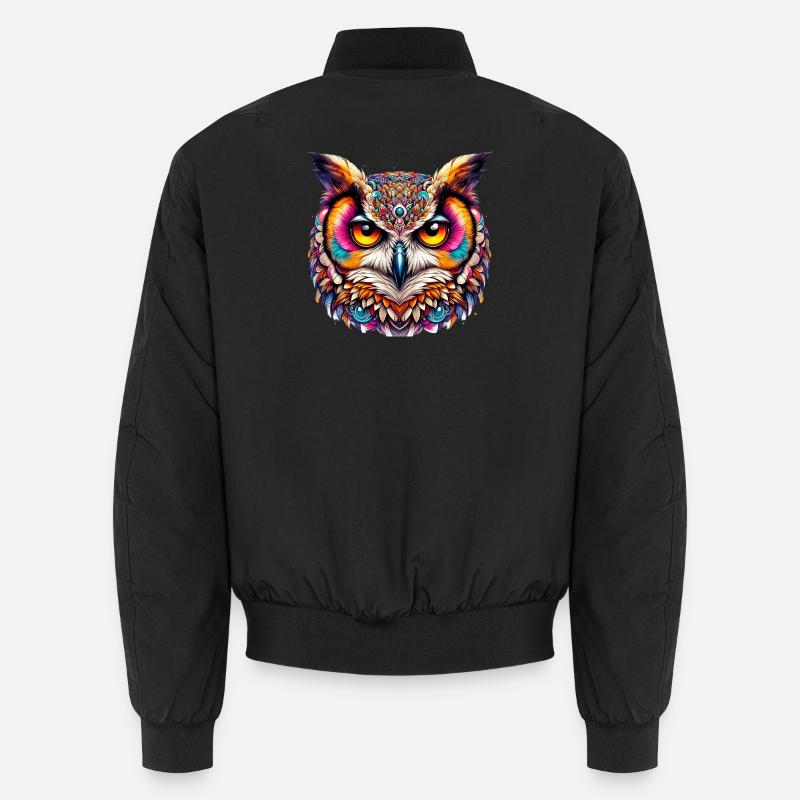 Owl - Unisex Bomber Jacket - black