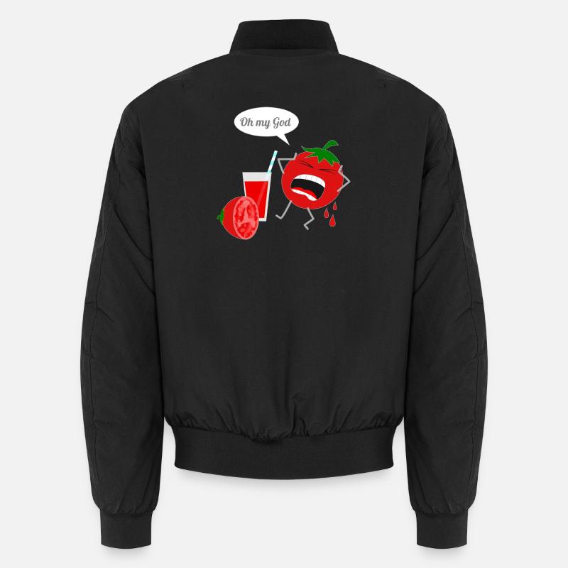 Humorous tomato character with drink Unisex Bomber Jacket