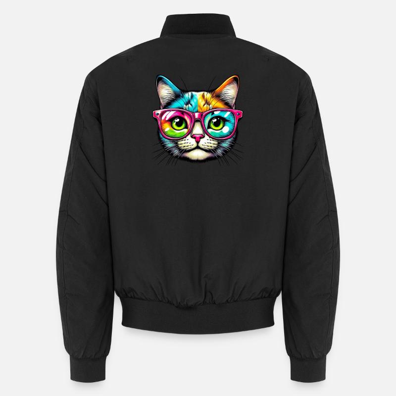 Kater mit Sonnenbrille - Unisex Bomberjacke - Schwarz
