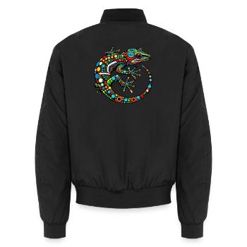 Gecko - Unisex Bomber Jacket - black - Back - AI Model Male 185 light (185cm)