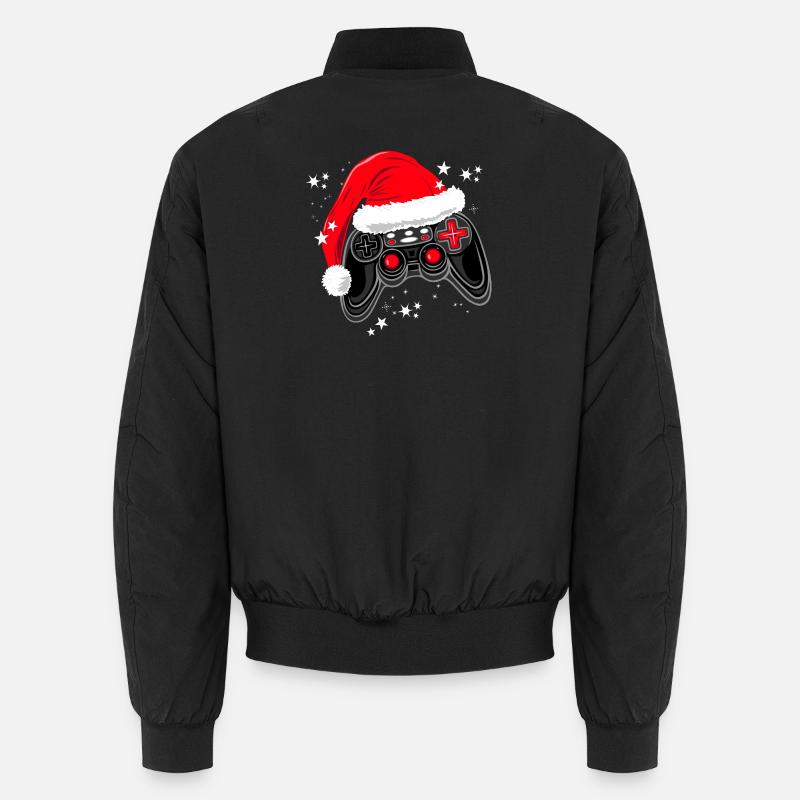 Gaming controller with Santa hat - Unisex Bomber Jacket - black