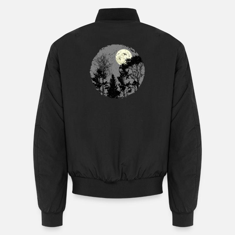 Hallowing Night Forest Scene - Unisex Bomber Jacket - black