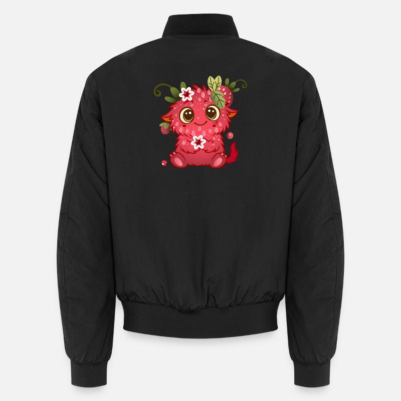 Cute monster in raspberry design - Unisex Bomber Jacket - black