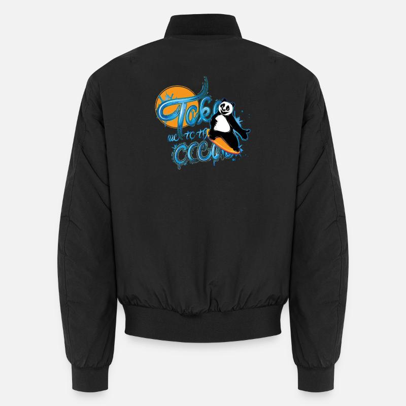Panda Surfer – Take me to the Ocean Unisex Bomberjacke