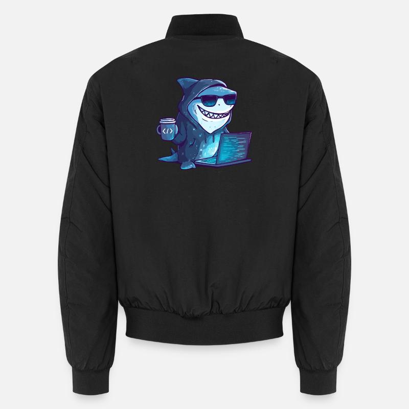Cyber Shark Hacker Design Unisex Bomberjacke