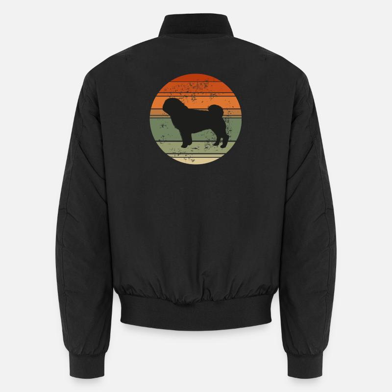 Silhouette de chien rétro coucher de soleil Bomber unisexe
