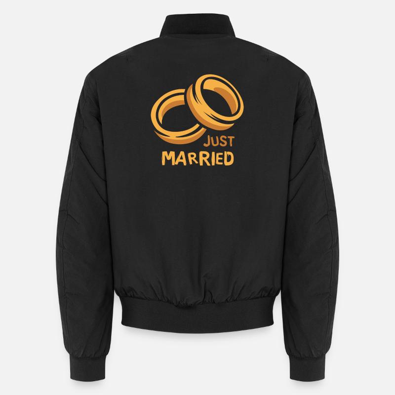 Just Married Ringe Hochzeit Liebe - Unisex Bomberjacke - Schwarz