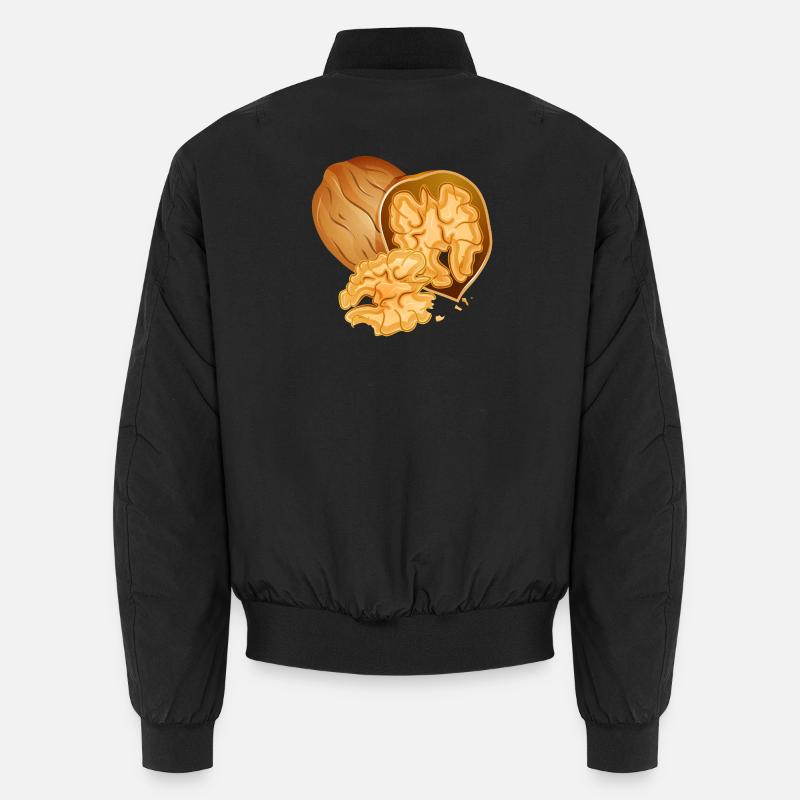 Detailed walnut with open nut - Unisex Bomber Jacket - black