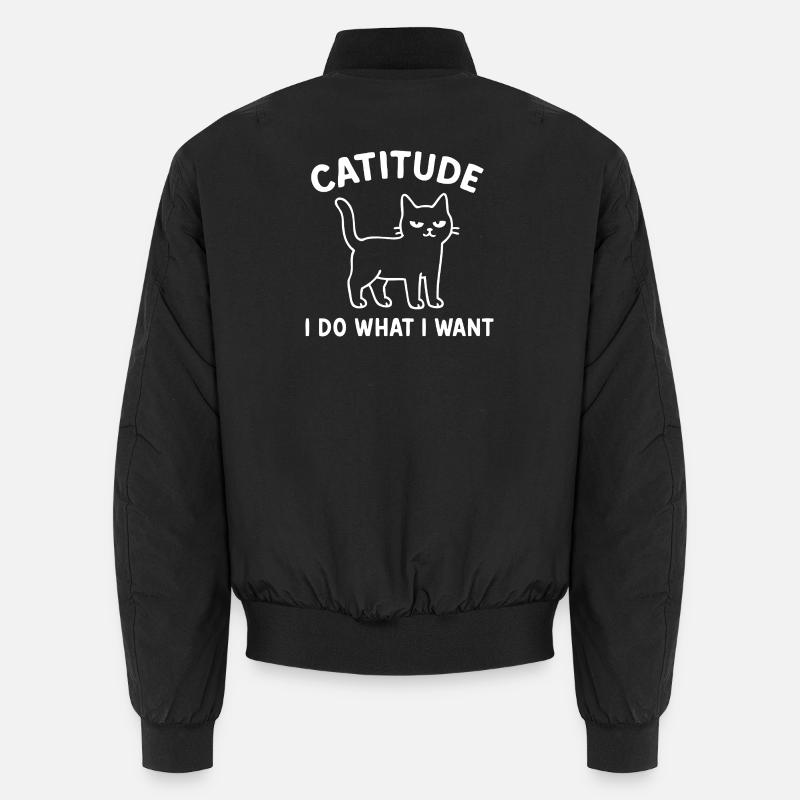Catitude Dicton Chat - Bomber unisexe - noir