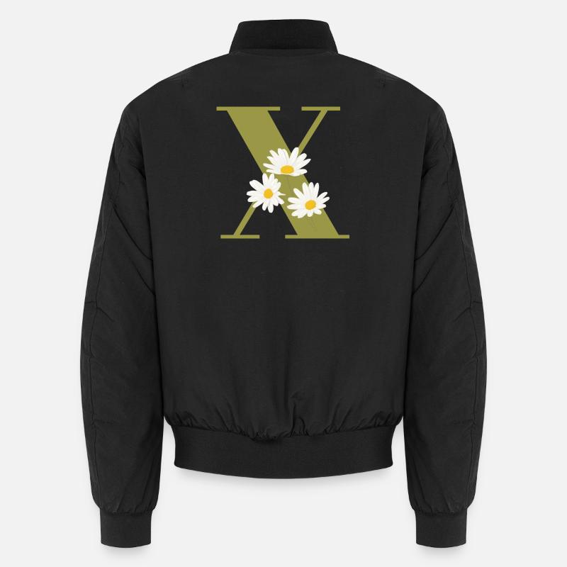 Buchstabe x Grüne Gänseblümchen - Unisex Bomberjacke - Schwarz