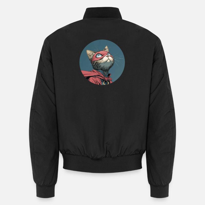 Super cat, manga - Unisex Bomber Jacket - black