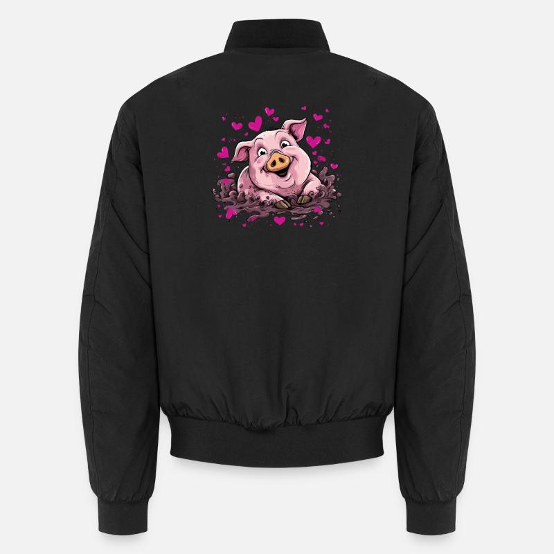 Coeur cochon dans la boue rose Bomber unisexe