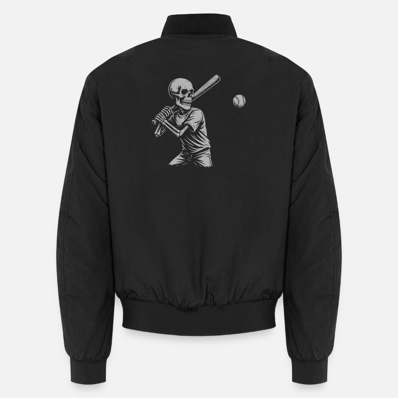 Skeleton Baseball Batting - Unisex Bomber Jacket - black