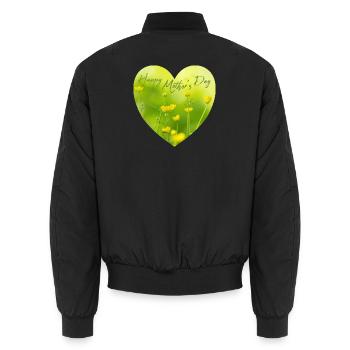 Heart with Flowers for Mother's Day Gift Mother's Day - Unisex Bomber Jacket - black - Back - AI Model Male 185 light (185cm)