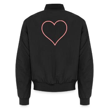 Valentines Pink Heart, Valentine's Day - Unisex Bomber Jacket - black - Back - AI Model Male 185 light (185cm)