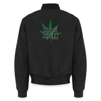 Aperi Spliff - Cannabis - Weed - Unisex Bomber Jacket - black - Back - AI Model Male 185 light (185cm)