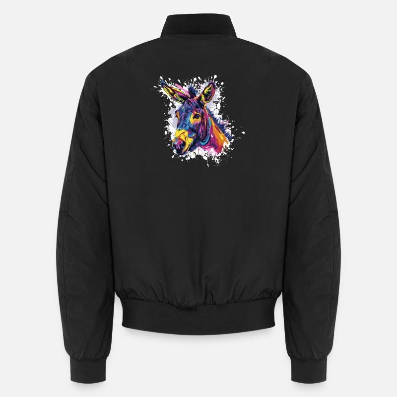 Rainbow Donkey Pop Art Portrait - Unisex Bomberjacke - Schwarz
