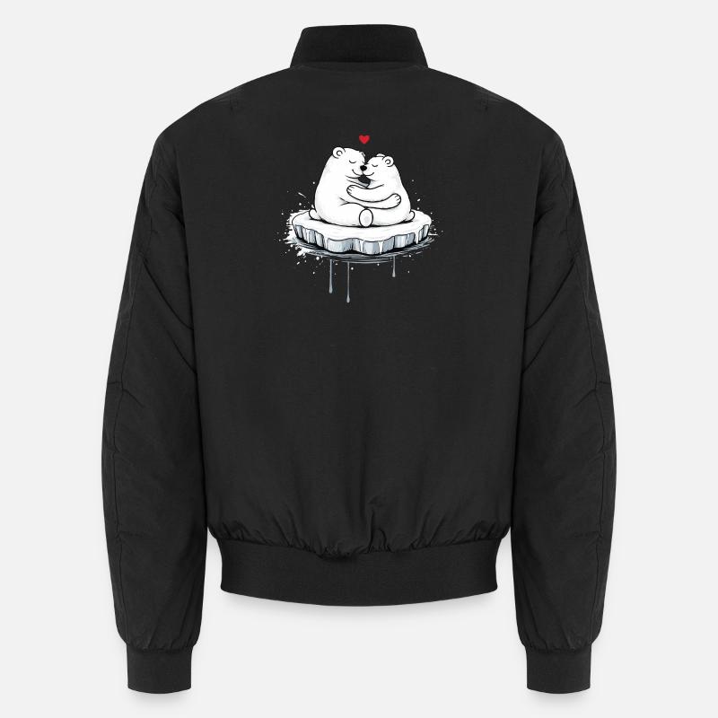 Zwei kuschelnde Eisbären auf Eisscholle  - Unisex Bomber Jacket - black