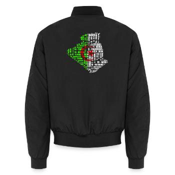 Carte d'Algérie en couleur drapeau et 48 wilayas - Unisex Bomberjacke - Schwarz - Hinten - AI Model Male 185 light (185cm)
