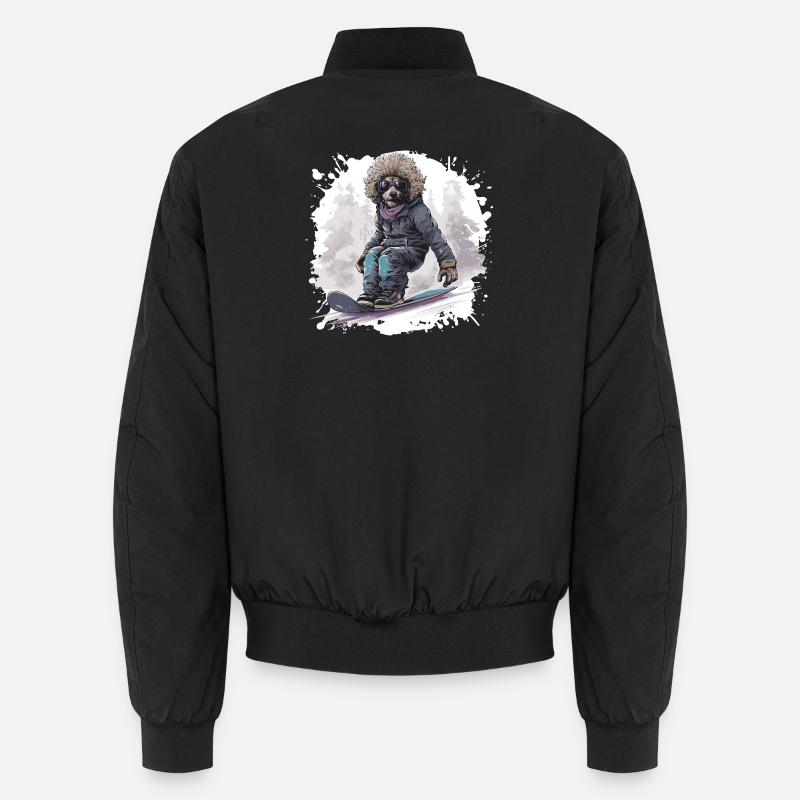 Pudel Hund Snowboard - Unisex Bomberjacke - Schwarz