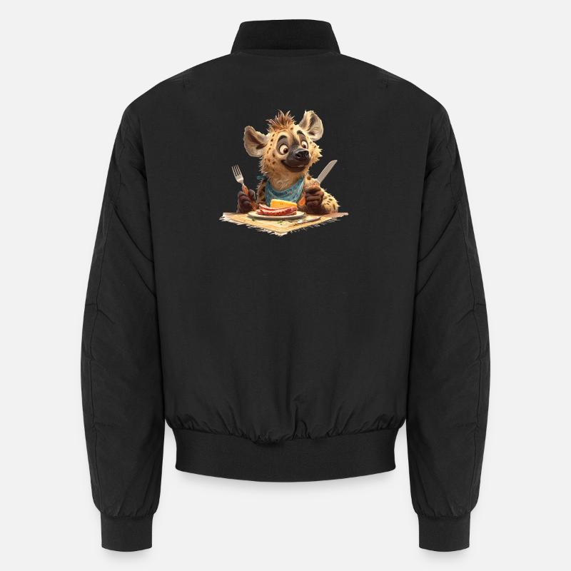Hungry hyena at the table - Unisex Bomber Jacket - black