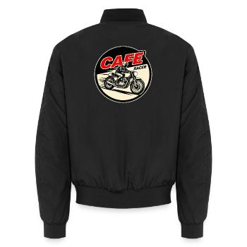 Cafe Racer Vintage Logo Circle - Unisex Bomber Jacket - black - Back - AI Model Male 185 light (185cm)